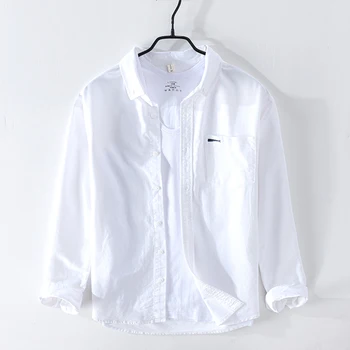 2020 Proljeće Novi Džep Shirt Tisak Muškarci Pamuk Uzročno-Istražne Dugi Rukav Klasične Košulje Muška Odjeća Y2393