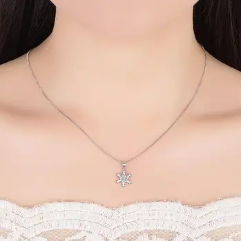Srebra 925 Ogrlice za žene cirkonij Pahuljica ogrlice & ovjes 45cm opskrbnog lanca p ogrlicu S-N186