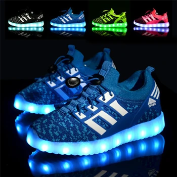 IGxx LED Light Up Cipele za djecu najbolji poklon USB punjenje svjetlećih Shoes LED Kids Shoes dijete sjajni, pletene Sport LED tenisice dječaka