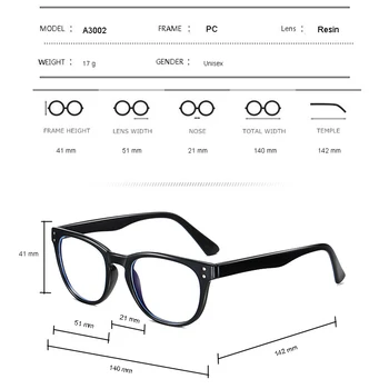 Novi retro trg anti-plave lagani stakleni okvir ,trend okvir za naočale za muškarce i žene kratkovidnost recept A3002
