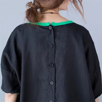 Ljetni ženski moda Koreja stil pamuk posteljinu crtani mačka ispis kratki rukav majice ženske svakodnevne prevelike masnoće tanak veliki t-shirt