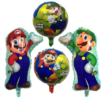 1Set Super Mario Balloons 32 inch Number Balloons Boy Djevojka Birthday Party Mario Luigi Bros Mylar Blue Red Balloon Set Decor