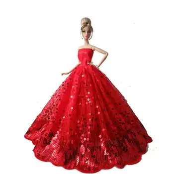 Crvene šljokice duga haljina odijelo odijelo setovi za Barbie BJD FR SD lutka odijevanje igre uloga pribor, igračke za djevojčice