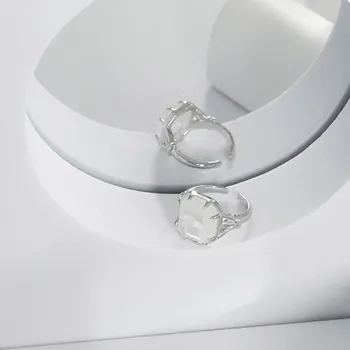 ANDYWEN srebra 925 veliki mliječno-bijela nepravilan geometrijski mijenjati dimenzije prstena 2021 vjenčani dar rock-punk poklon nakit
