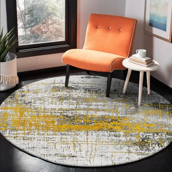 Moda Nordic apstraktne cement maslačna slikarstvo žuta siva dnevni boravak stolice spavaća soba visi košarica stolica cijele tepih tepih