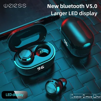 Novi TWS crna Bluetooth 5 slušalice su Bežične slušalice slušalice HiFi vodootporna sportska igra s led zaslon mikrofon mikrofon