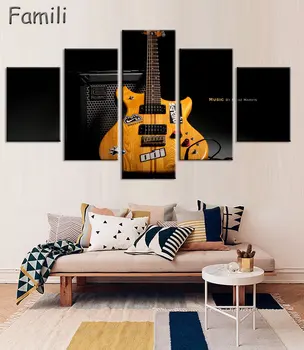 Platno zid umjetnosti bez okvira home dekor slike 5 kom. električnu gitaru slike stare glazbene instrumente plakati HD tiskanih Peng