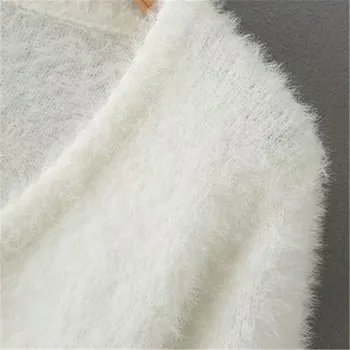 BLSQR Bijela Moher O-izrez džemper 2020 moda kratkih rukava svakodnevnica je puna boja pulover Femme aplicirano usjeva vrhovima