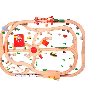 Drveni željeznički put dječje puzzle igračke, rekvizite za zaslon osjetljiv na razvoj roditelj-dijete interaktivne igračke