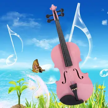 1/8 veličina sjajni prirodni akustična Violina Violina iz kućišta glupi luk žice 4-gudački smola glazbeni instrument pink za početnike