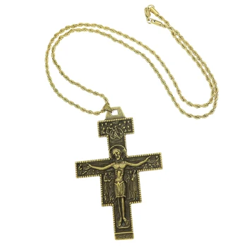 Žene klasicni Sveti Franjo d ' assisi Tau San Дамиано križ ogrlica katolički raspeće tribal vjenčani dar punk rock zvijezda
