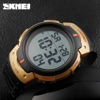 SKMEI 1068 Sport na otvorenom satovi muški penjanje veliki brojčanik digitalni ručni sat 50 m vodootporan kronograf PU Band Watch
