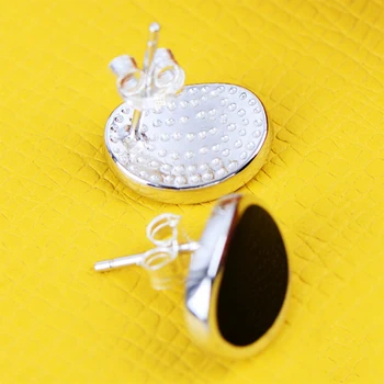 MetJakt prirodni crni ahat naušnice čvrste srebra 925 naušnice za žene ured karijera povodom nakit
