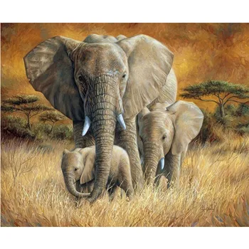 DIY 5D Dijamant slikarstvo slon obitelj Dijamant vez životinja križićima mozaik rhinestones naljepnica zid dekor poklon