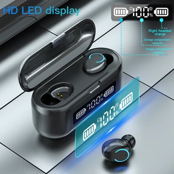 F9-43 Bežična Bluetooth slušalica s Hd-mikrofon, LED Power Display Dual Touch Mini Slušalice slušalice IPX7 vodootporan sportski slušalice