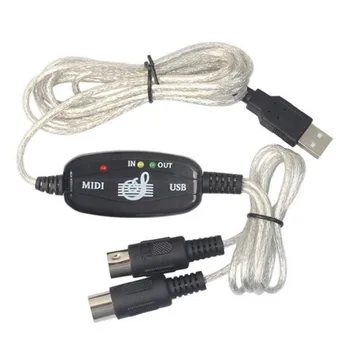 MIDI to USB Cable Convert Adapter USB IN-OUT MIDI Interface Cable Converter to PC Music Keyboard Adapter Cords 16 kanala