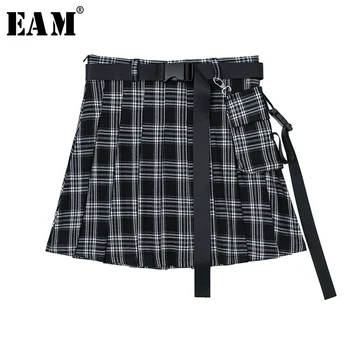 [EAM] visokim Strukom crni pokrivač tiskane buckle temperament polovica tijela suknja ženska moda plima nova proljeće ljeto 2021 1X535