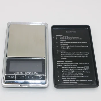 Novi 0.01 g x 500 g 500 g džep vage 0.01 g ravnotežu LCD digitalna vaga s crnim poklopcem