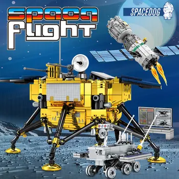 Grad Tehnički Lunarni Slijetanje Modula Automobil Gradivni Blokovi Klasični Film Izlaz Cepelin Model Ideje Tvorac Kozmonaut Cigle Igračke