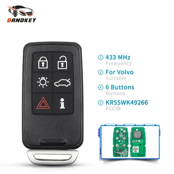 Dandkey KR55WK49266 privjesak 6 gumb za 433MHz zamjena Smart Remote Key Car Uncut Key za Volvo S60, S80, XC60, XC70 V60 V70