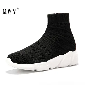 MWY soft prozračne čizme za žene čarape cipele Ženske patike svakodnevni Zapatos De Mujer elastičnost Wedge cipele na platformu