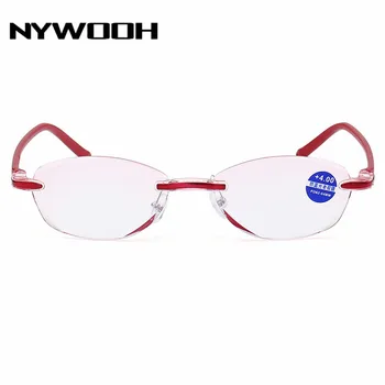 NYWOOH Anti Blue-ray naočale za čitanje žene rimless dalekovidnost naočale crvena ljubičasta kadar Пресбиопические naočale +1.0 1.5 2.0 2.5 3.0