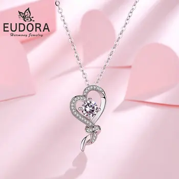Eudora srebra 925 srce keltski čvor privjesak ogrlica romantična ljubav AAA CZ privjesci za žene nakit Cyd245