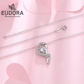 Eudora srebra 925 srce keltski čvor privjesak ogrlica romantična ljubav AAA CZ privjesci za žene nakit Cyd245
