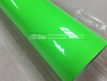 Novi sjajni fluorescentno Zelena Vinil naljepnica sa zrakom slobodan mjehura fluorescentno Vinil umatanje film sa 3 sloja