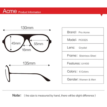 Pro Acme Brand Classic Pilot sunčane naočale za muškarce i žene metalna okvira prirodni kristal objektiv 55 mm PA0325