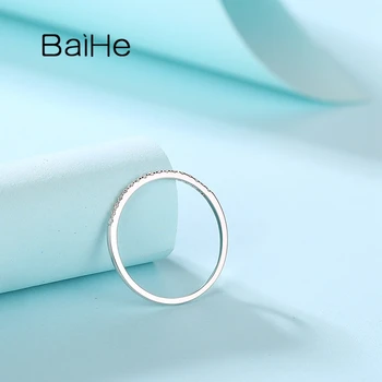BAIHE Solid 14K bijelo/žuto/rose gold 0.04 ct okrugli prirodni dijamanti utakmicu prsten zaručnički prsten žene Modni fin nakit niz prsten