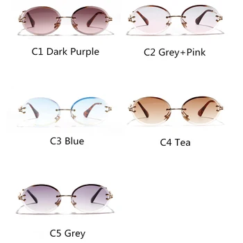 Rimless ovalni sunčane naočale Žene frameless 2020 zlato smeđa metalni okvir male okrugle sunčane naočale ljetne nijanse za dame UV400