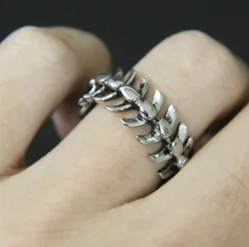 Jedinstveni muški srebrna boja prsten od nehrđajućeg čelika Zmaj рыбья kost muška par prsten hip-hop punk moto party prsten nakit poklon