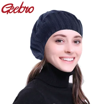 Geebro ženska moda rebraste zima uzima šešir jednobojnu SlouchyKnitted hauba kape za djevojčice Dama ženska jesen