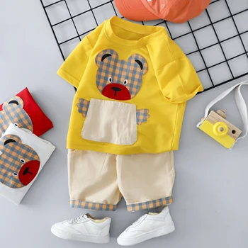 Beba baby dječaci odjeća skup ljeto Dječje odjeće crtani film medvjed O-izrez pamučna t-shirt dječji kostim kostim