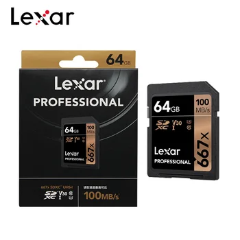 Originalna memorijska kartica Lexar 667x 64GB Class 10 Brzina čitanja do 100 MB/s U3 V30 USH-I SD-kartica za 4K kamkorder Full HD