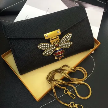 Kožni koverti torba biserna ukras mini torba liči uzorak torba preko ramena jedinstvena pčela metalni torba