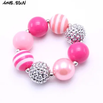 MSH.SUN Slatka Princeza Kid Necklace Bracelet&Headband Set Newest Bubblegum Beads Chunky Necklace Jewelry Set For Children Girl