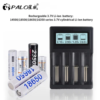 PALO 3.7 V 18650 punjiva litij baterija 3200mAh+LCD USB Smart Fast Charger for 14500 18650 16350 18500 3.7 V li-ion battery