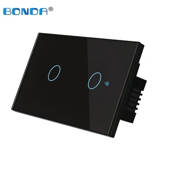 BONDA dodirni prekidač SAD-standardni grafiti smart WiFi + RF + Alexa voice control, smart wall WiFi adapter AC 110v250v daljinski upravljač