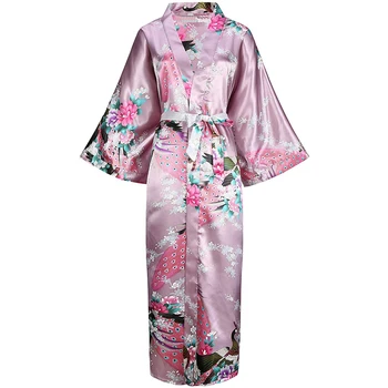 Duga noćna košulja cvjetni Paun pidžama žene vjenčanje djeveruša djeveruša haljina područje kimono ogrtač oblačenje haljine za žene
