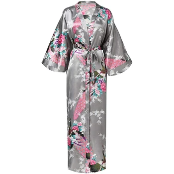 Duga noćna košulja cvjetni Paun pidžama žene vjenčanje djeveruša djeveruša haljina područje kimono ogrtač oblačenje haljine za žene