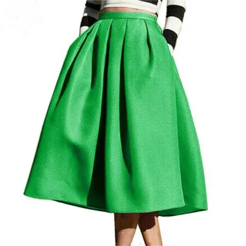 Nova Ženska Moda Ulični Stil Ženska Suknja Čvrste Povremenim Izljevima Visokim Strukom Nabrane Džepove Vintage Suknje