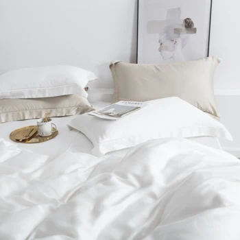Lanlika Plemenite Žene Silk White Stana List 25 Momme Zdrava Ljepota Krevetu Jastučnice Eura Komplet Posteljine Za Odrasle Djecu