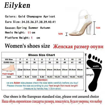 Eilyken žene sandale gležanj remen Перспекс visoke štikle PVC prozirni kristal Kratak klasična kopča za remen najviše kvalitete cipela size35-42