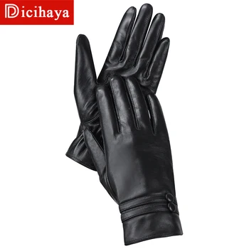 DICIHAYA zimske ženske kožne rukavice tople meke crne Jelenji nabrane dizajn na otvorenom vozačke rukavice, rukavice mornarska obloge