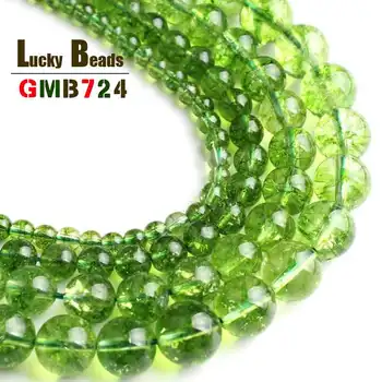 Prirodni kamen zeleni peridot cijele slobodan распорный perle 6 8 10 mm izabrati veličinu za izradu nakita Diy narukvica F00276