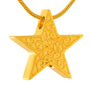 KSJ9473 Custom Pattern graviranje Star Shape ogrlica sa vijkom za pohranu pepeo Uspomena kremiranje nakit od nehrđajućeg čelika