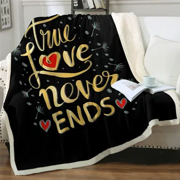 2020 moda Zlatno luksuzno Deka za posteljinu pisama Sherpa deka prave ljubavi običaj Deka za parove srce tiskanih deka