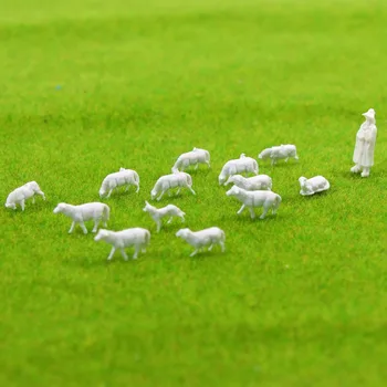 AN8703B 100pc 1:87 neobojeni bijele farma životinje ovce koli pas pastir Ho Razmjera model krajolik Аминалы Besplatna dostava